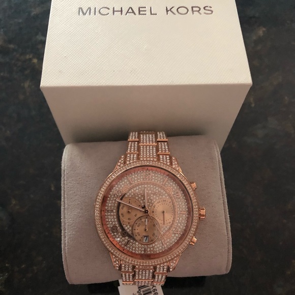 Michael Kors Accessories - Michael Kors Rose Gold Bling Watch NWT